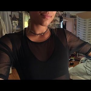 black mesh body suit